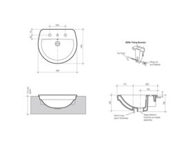 Cosmo Semi Recessed Vanity Basin 1 Taphole 500 x 400mm White