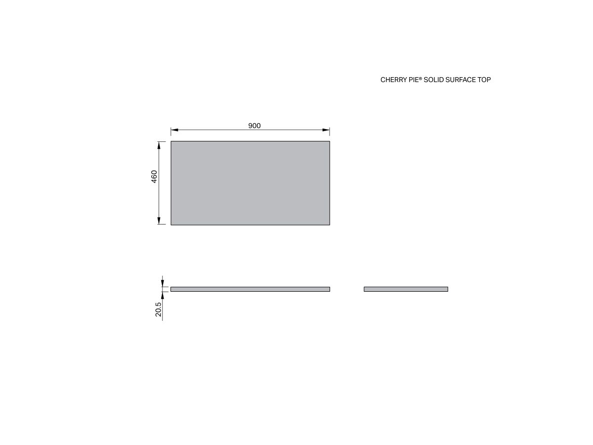 Technical Drawing - Posh Domaine Single 900 Cherry Pie Top