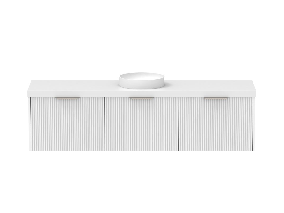 Supporting Image - Kado Neue Fluted Square All Drawer 1800mm Wall Hung Vanity with Centre Basin 50mm Top Ultra White