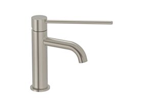 Mizu Drift Basin Mixer Curved Spout with Extended Lever Tap Brushed Nickel (6 Star)