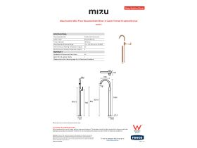 Specification Sheet - Mizu Soothe MK2 Floor Mounted Bath Mixer & Outlet Trimset Brushed Bronze