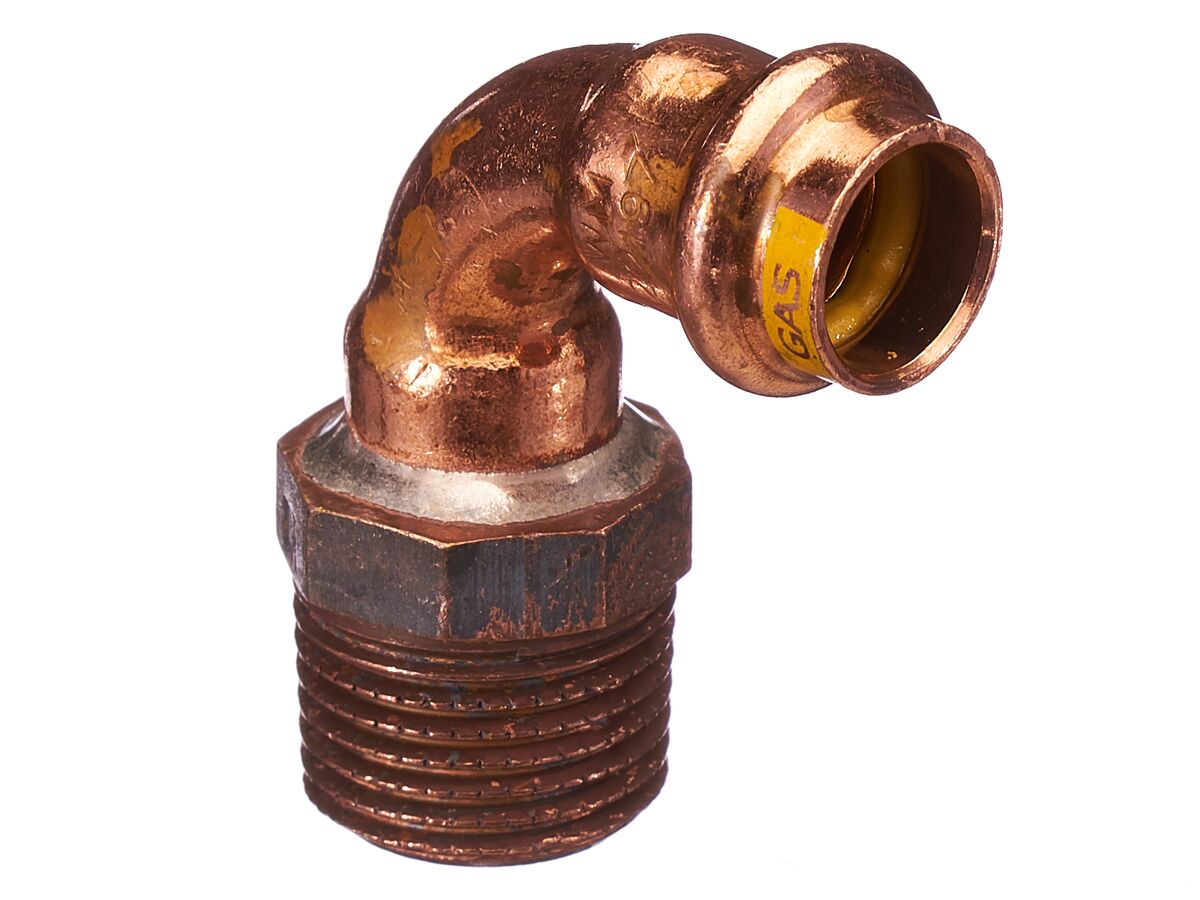 >B< Press Gas Threaded Elbow 15mm x 15mm Male