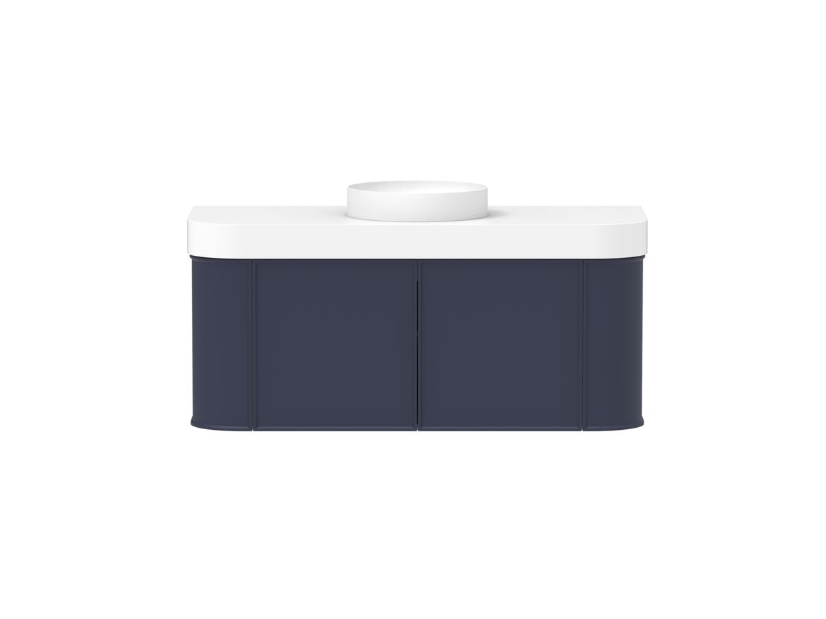 Supporting Image - Kado Era Double Curve All Door 1200mm Wall Hung Vanity Centre Basin 90mm Durasein Top Royal Battle Blue
