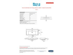 Specification Sheet - Roca Ona Wall Basin With Fixings 1000mm x 460mm 1 Taphole Overflow White