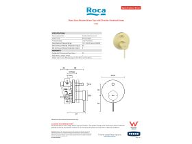 Specification Sheet - Roca Ona Shower Mixer Tap with Diverter Brushed Brass