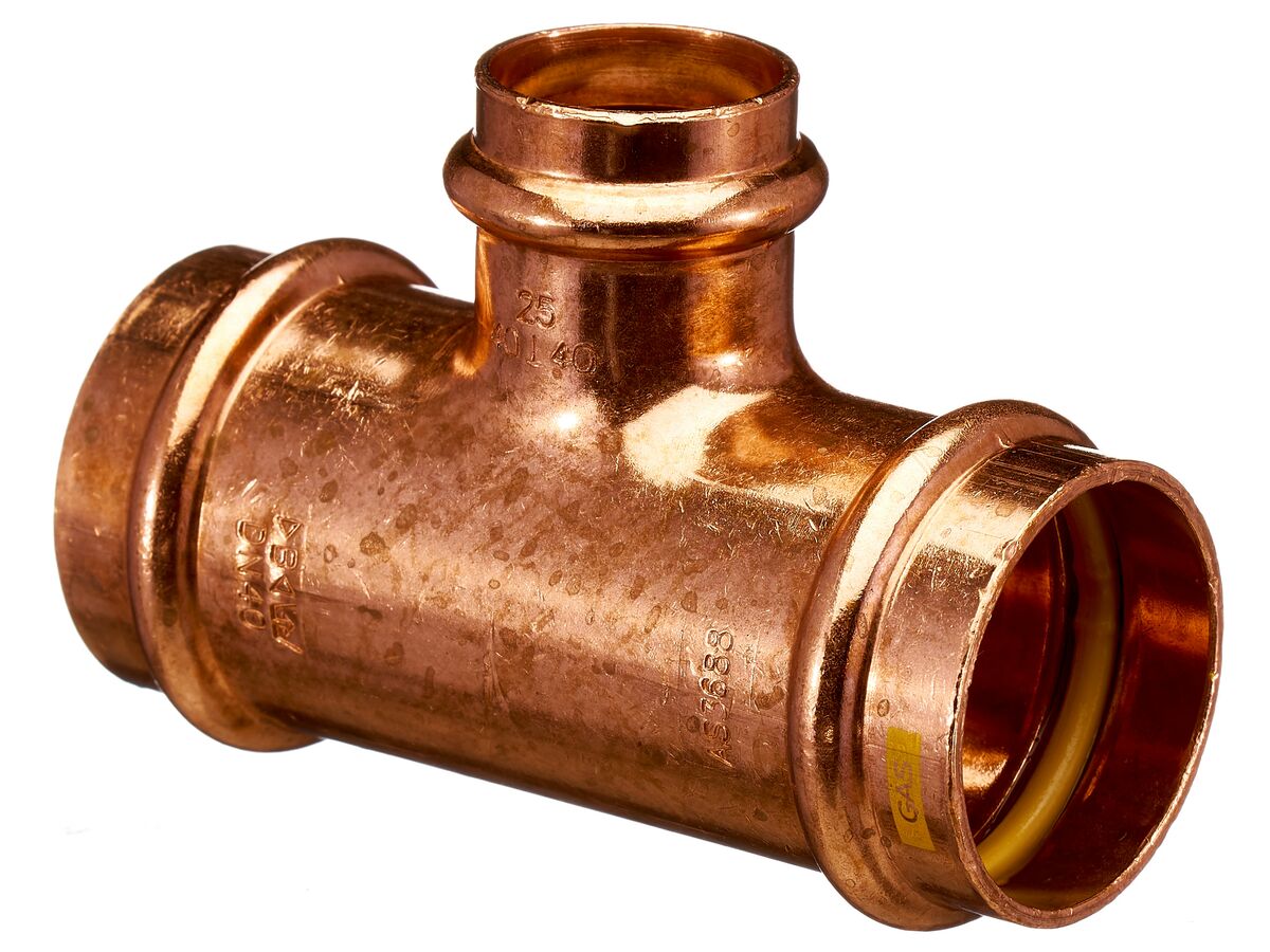 >B< Press Gas Reducing Tee 40mm x 40mm x 25mm