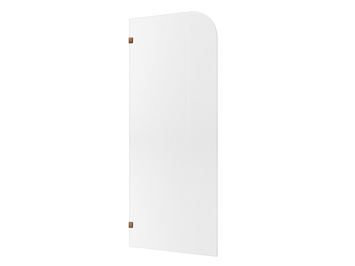 Hero - Kado Lux Frameless Curved Left Fluted Panel with Wall Clips 900mm Brushed Bronze