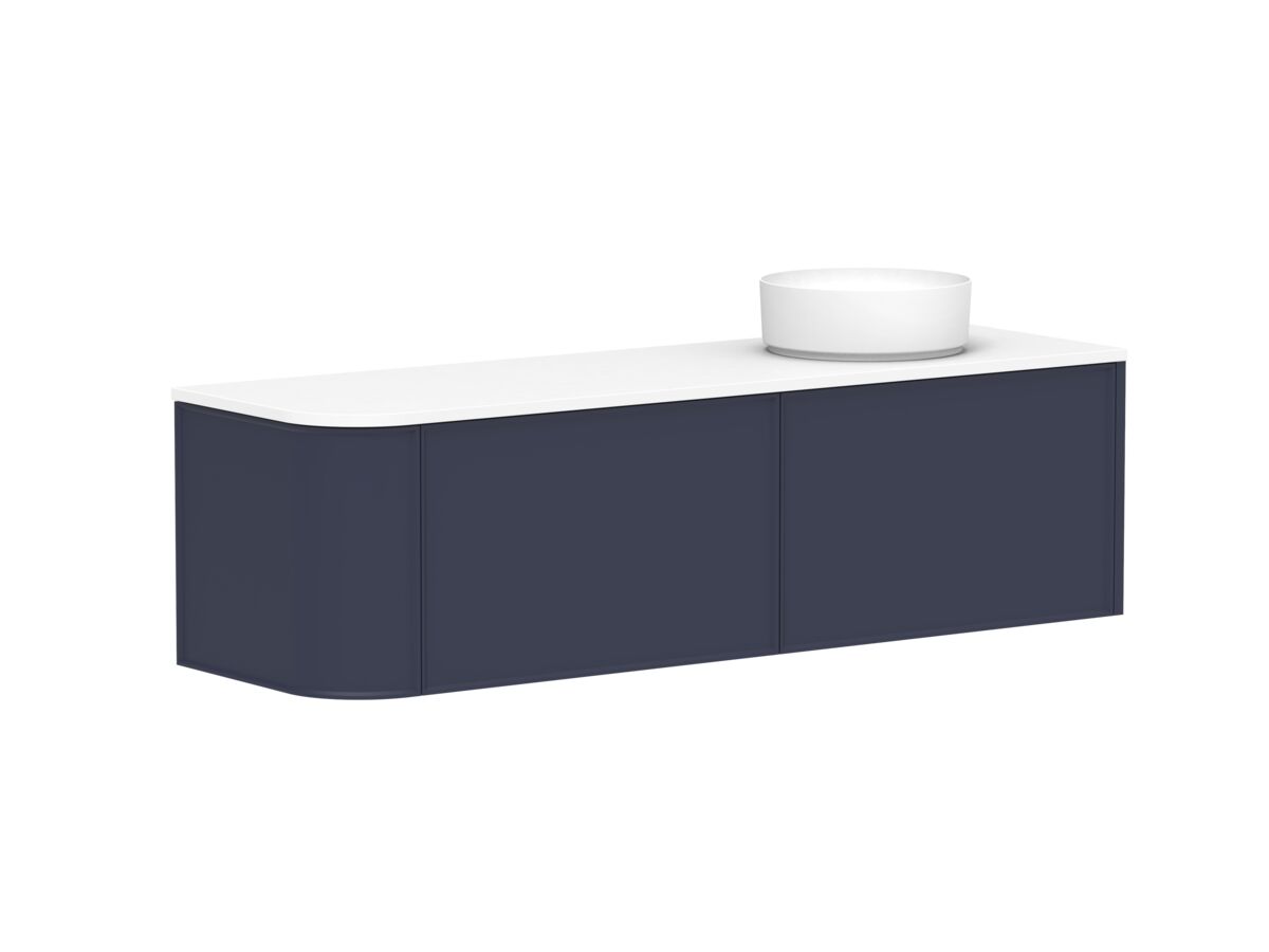Supporting Image - Kado Era Single Curve All Drawer 1650mm Wall Hung Vanity with Right Hand Basin 20mm Top Royal Battle Blue