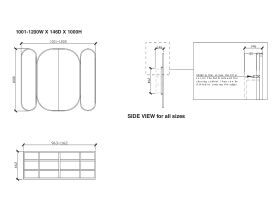 ISSY Blossom 1001-1200 x 1000mm Triple Mirror with Shaving Cabinet (Recessed)
