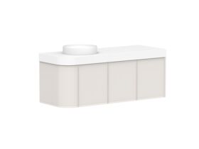 Supporting Image - Kado Era Single Curve All Door 1350mm Wall Hung Vanity Left Hand Basin 90mm Durasein Top Feather Grey