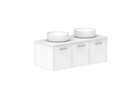 Supporting Image - Kado Lux All Door 1200mm Wall Hung Vanity Double Basin 20mm - White Shaker Angle