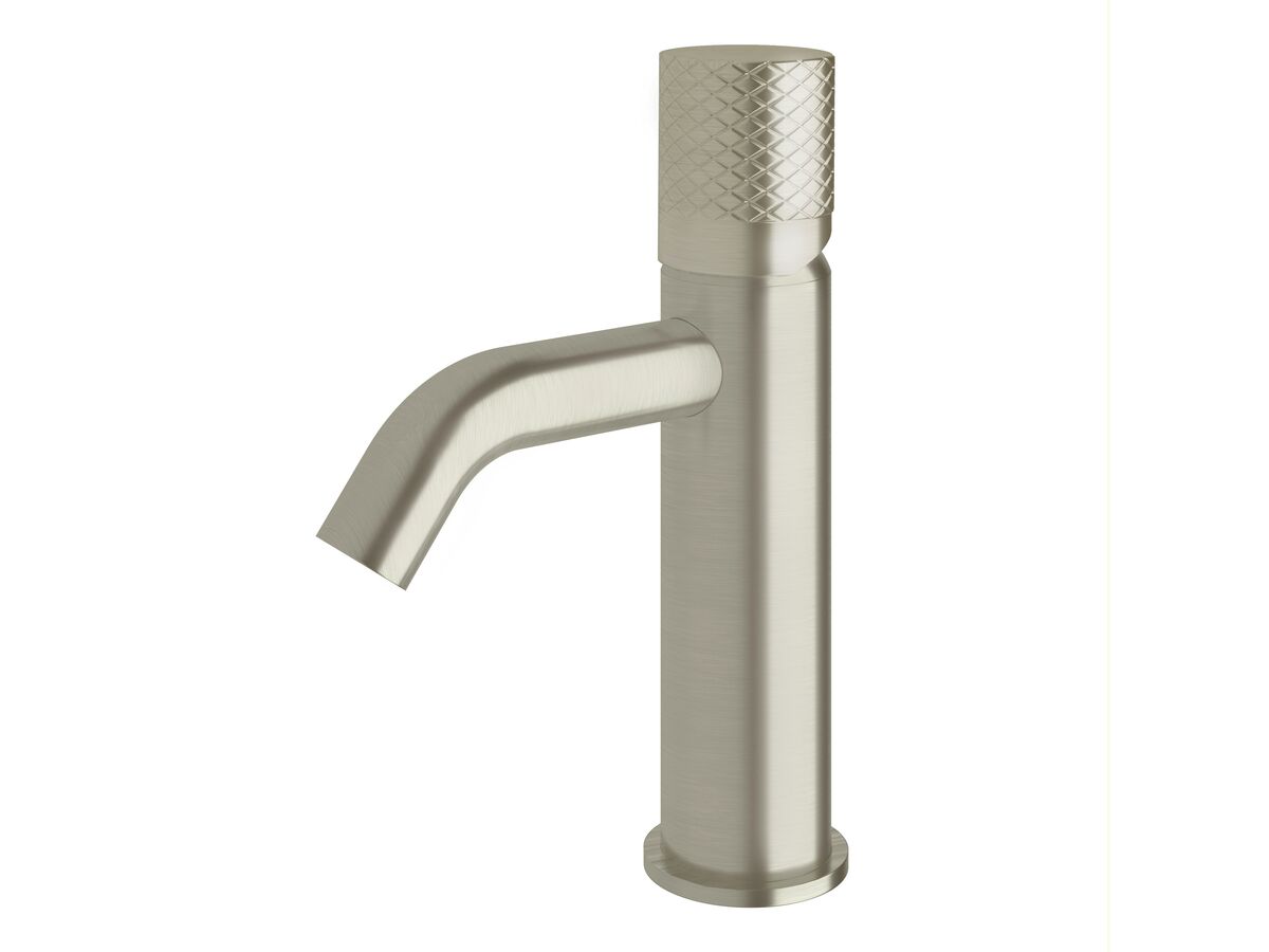 Sussex Pure Basin Mixer Tap Curved Spout with Diamond Textured Handle Brushed Nickel (5 Star)
