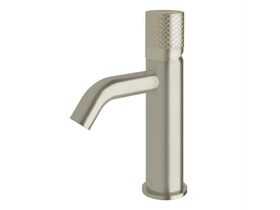 Sussex Pure Basin Mixer Tap Curved Spout with Diamond Textured Handle Brushed Nickel (5 Star)
