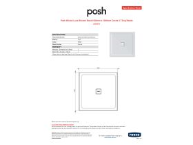 Specification Sheet - Posh Bristol Luna Shower Base 1000mm x 1000mm Centre 3 Tiling Beads