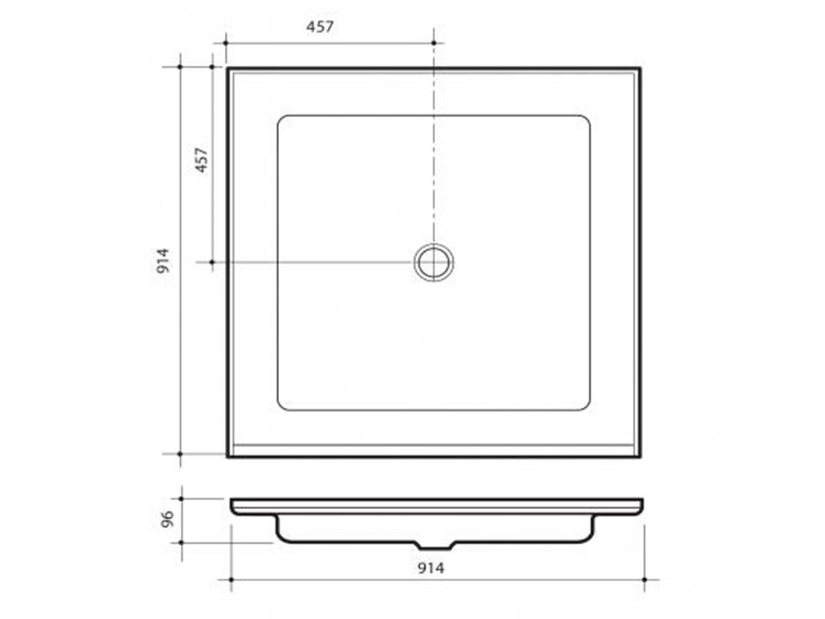 Dolphin Pressed Steel Shower Base Pln 915X 915 White
