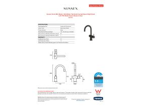 Specification Sheet - Sussex Scala Mini Basin / Sink Mixer Tap Small Curved Spout Right Hand LUX PVD Matte Opium Black (5 Star)