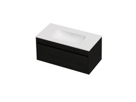 Hero - Posh Domaine Single 900 1 Drawer Wall Hung Vanity Colour Console Top Matte White Mineral Cast No Taphole