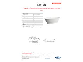 Specification Sheet - LAUFEN The New Classic Freestanding Bath with Overflow 1900 x 900mm Sentec White