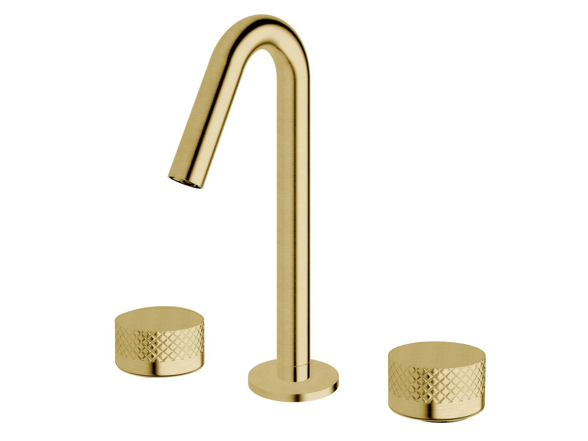 Sussex Pure Basin Set with Diamond Textured Handles PVD Brushed Gold (5 Star)