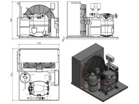 Tecumseh AJ2 HTA Condensing Unit 1 1/2HP R404 LBP CAJT2464ZBR-FZ-3 with Pressure Control