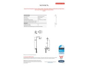 Specification Sheet - Sussex Pure Progressive Column Shower Mixer Tap System 250mm with Handshower Right Hand and Linear Textured Handles Chrome (3 Star)