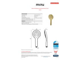 Specification Sheet - Mizu Drift Handpiece Only Brushed Brass (3 Star)