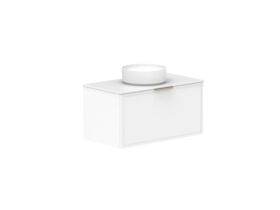 Supporting Image - Kado Lux Slim All Drawer 900mm Wall Hung Vanity with Centre Basin Durasein 12mm Top Matte White