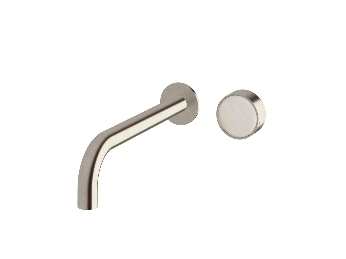 Supporting Image - Sussex Pure Elemental Progressive Wall Basin Mixer System 250mm PVD Brushed Nickel (3 Star) Lead Free with Aurora Insert