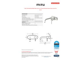 Specification Sheet - Mizu Drift Wall Basin/Bath Mixer Set Curve Trimset Brushed Nickel (6 Star) Lead Free