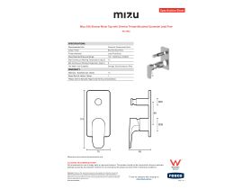 Specification Sheet - Mizu Silk Shower Mixer Tap with Diverter Trimset Brushed Gunmetal Lead Free
