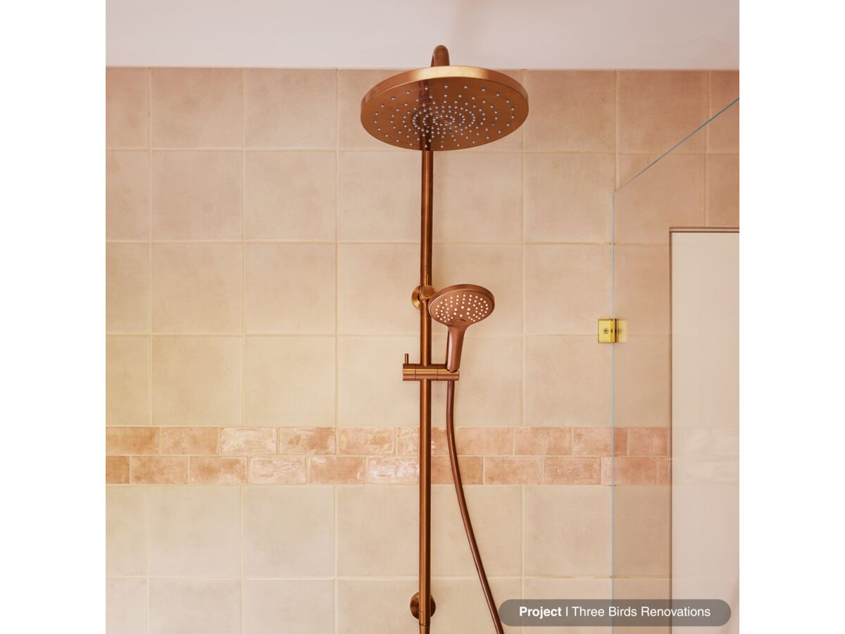 In Situ - Mizu Drift Twin Rail Shower 250mm ABS Overhead with Top Rail Water Inlet Brushed Bronze (5 Star)