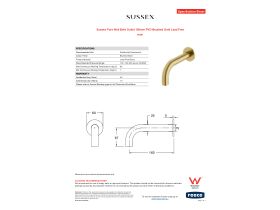 Specification Sheet - Sussex Pure Wall Bath Outlet 160mm PVD Brushed Gold Lead Free