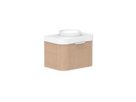 Supporting Image 2- Kado Neue Fluted Double Curve All Drawer 750mm Wall Hung Vanity with Centre Basin Durasein 90mm Top Blonde Oak