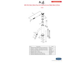 Component Listing - Milli Etch Basin Mixer Tap with Extended Lever Matte Black (6 Star)