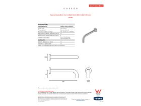 Specification Sheet - Sussex Scala 25mm Curved Bath Outlet 250mm Satin Chrome