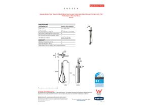 Specification Sheet - Sussex Scala Floor Mounted Bath Mixer Tap Curved Outlet with Hand Shower Trimset LUX PVD Matte Opium Black (3 Star)