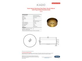 Specification Sheet - Kado Aspect Stainless Steel Basin Round 400mm with Plug & Waste Brushed Gold