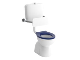 Hero - Wolfen Care Plastic Link Toilet Suite Concealed S Trap Pan with Blue Single Flap Seat / Raised Button with Back Rest (4 Star)
