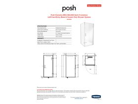 Specification Sheet - Posh Domaine MK2 900x900 Semi Frameless Left Hand Entry Base & Screen Only Shower System