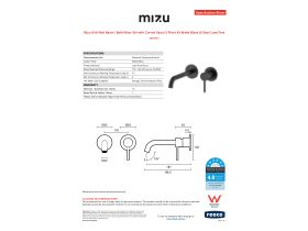 Specification Sheet - Mizu Drift Wall Basin / Bath Mixer Set with Curved Spout 2 Piece Kit Matte Black (6 Star) Lead Free