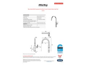 Specification Sheet - Mizu Soothe MK2 Gooseneck Sink Mixer Curved Chrome (5 Star) Lead Free