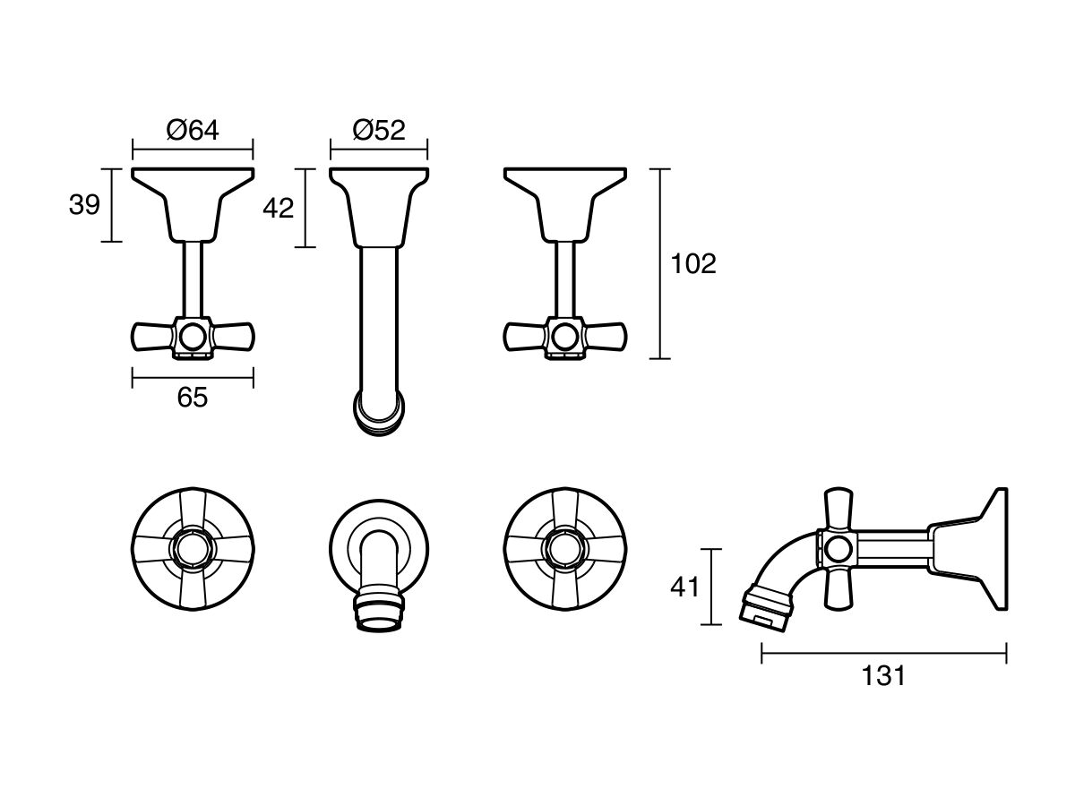 Technical Drawing - Posh Bristol Wall Bath Set