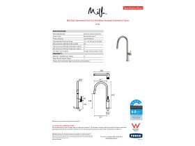 Specification Sheet - Milli Etch Gooseneck Pull Out Sink Mixer Brushed Gunmetal (5 Star)
