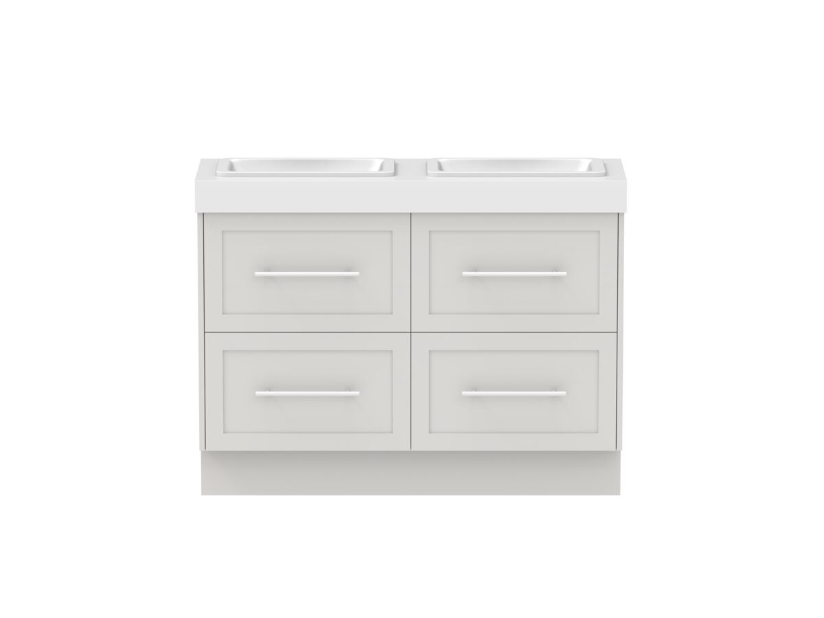 Hero - Kado Lux Ensuite All Drawer Twin 1200mm Floor Mount Double Basin 90mm Top