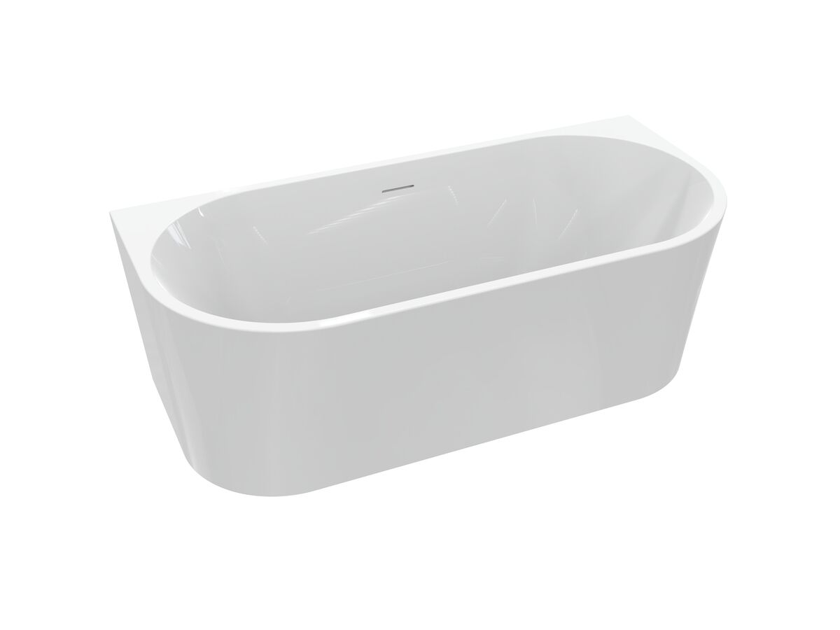 Supporting Image 2 - Posh Solus Back to Wall Freestanding Bath 1600mm with Overflow Gloss White - Perspective View