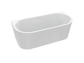 Supporting Image 2 - Posh Solus Back to Wall Freestanding Bath 1600mm with Overflow Gloss White - Perspective View