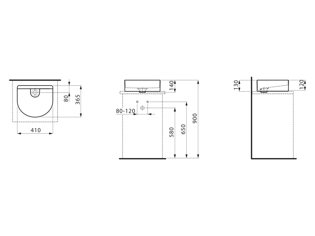 LAUFEN Sonar Above Counter Basin 410mm x 365mm White