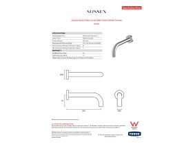 Specification Sheet - Sussex Scala 25mm Curved Bath Outlet 200mm Chrome