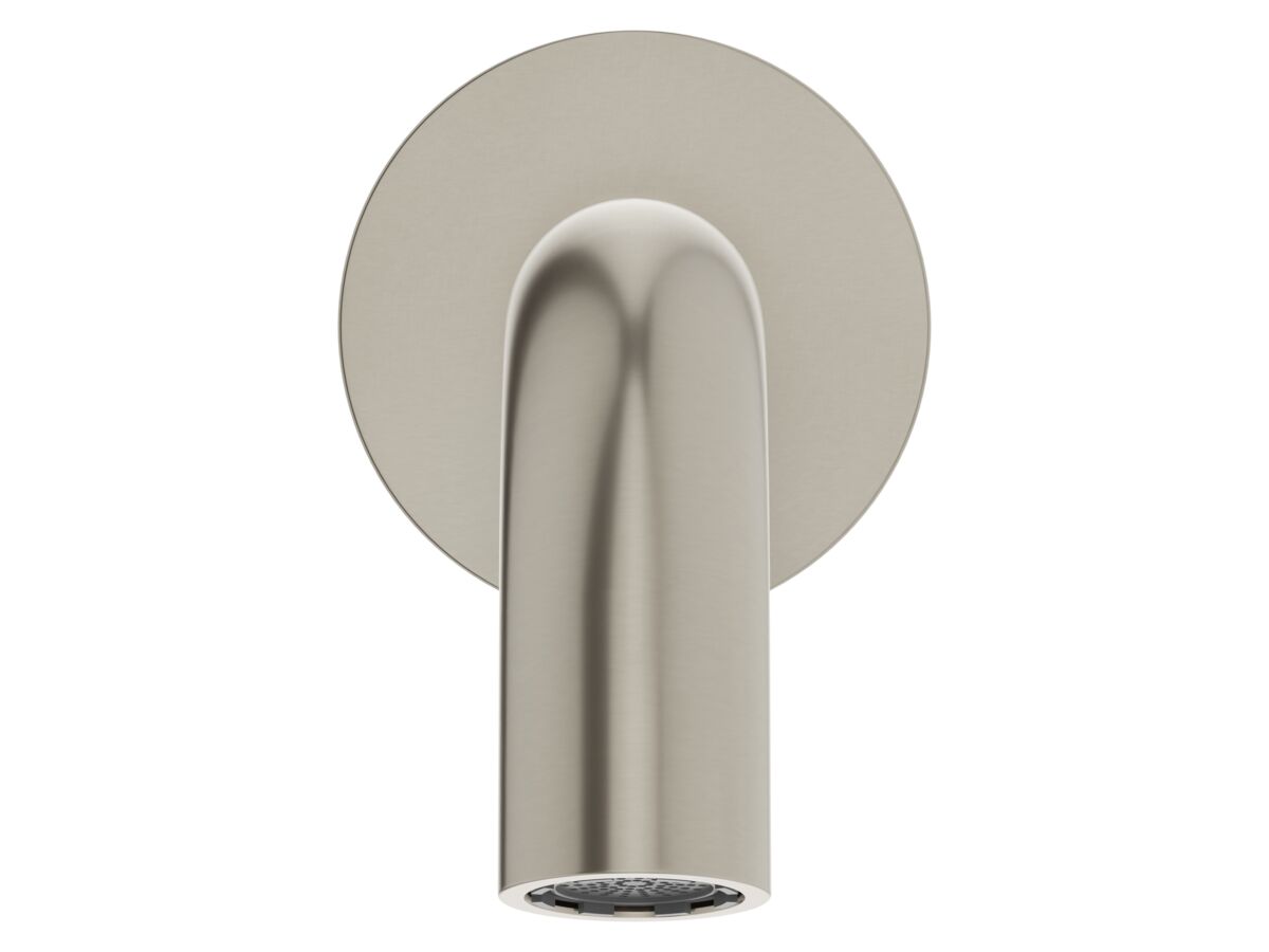 Supporting Image 2 - Mizu Drift Wall Basin/Bath Outlet Curve Spout 160mm Brushed Nickel (6 Star) Lead Free - Front