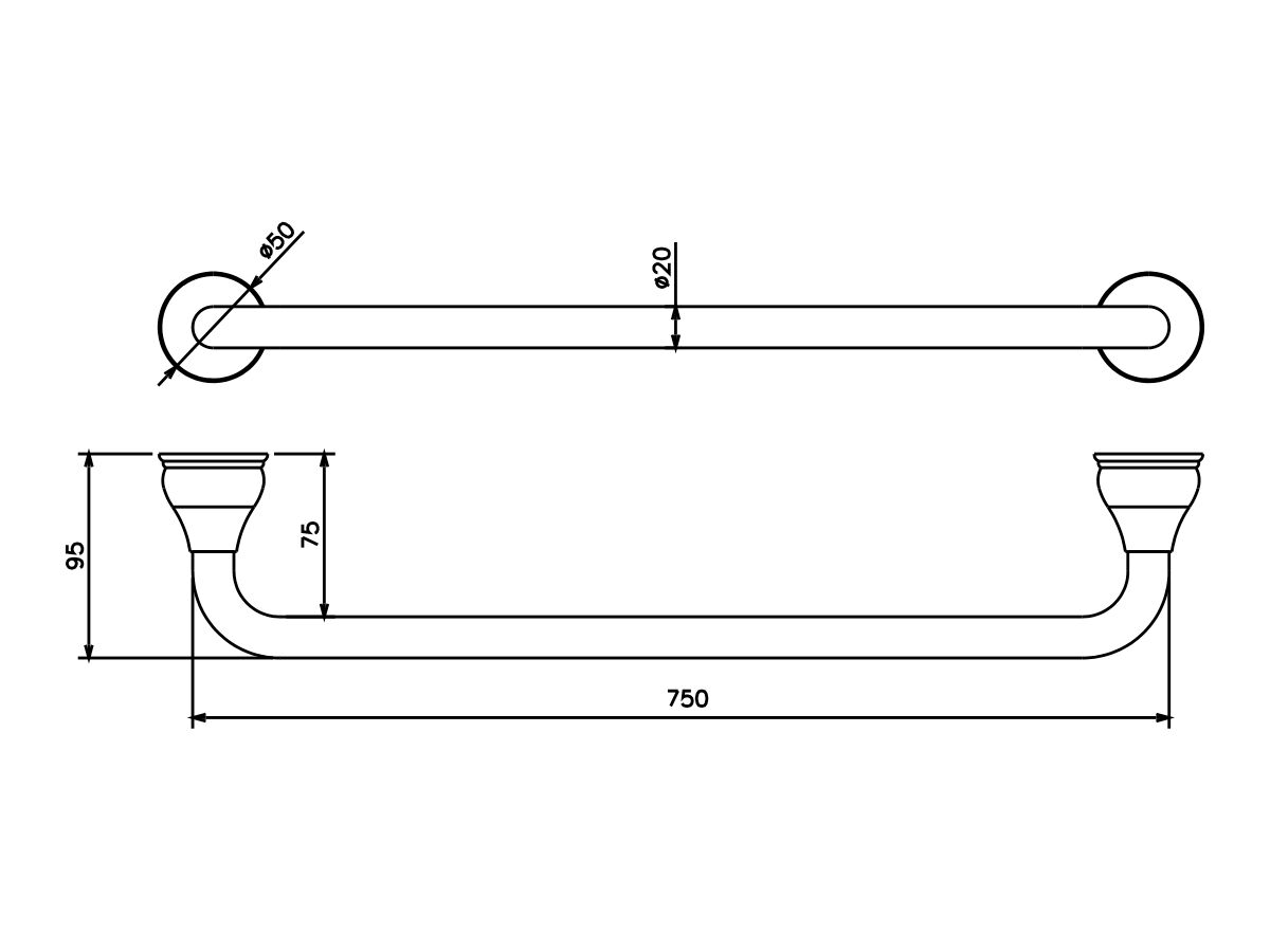 Milli Monument Edit Single Towel Rail 750mm